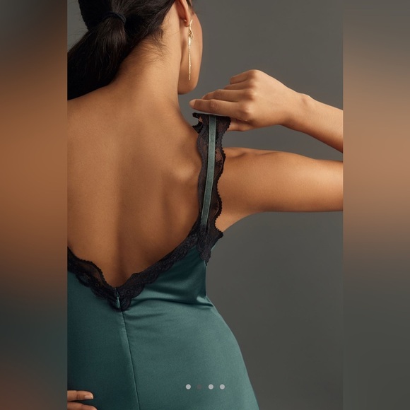 Anthropologie High-Slit Scoop-Neck Lace-Trim Midi Dress - Picture 2 of 6